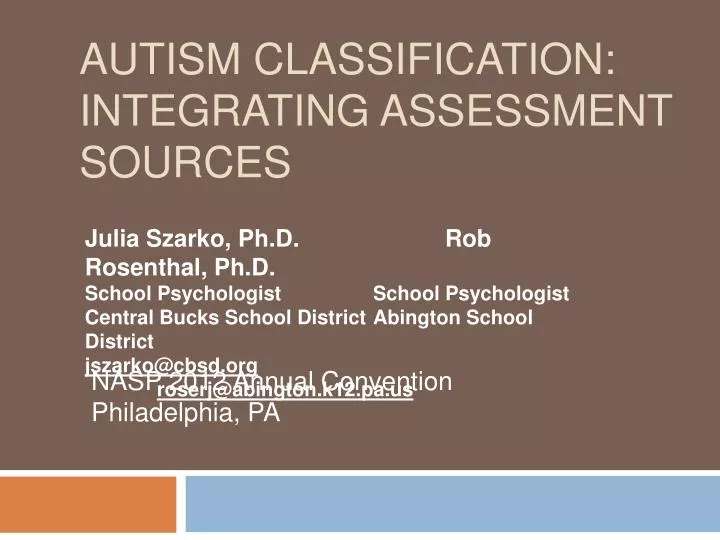 autism classification integrating assessment sources