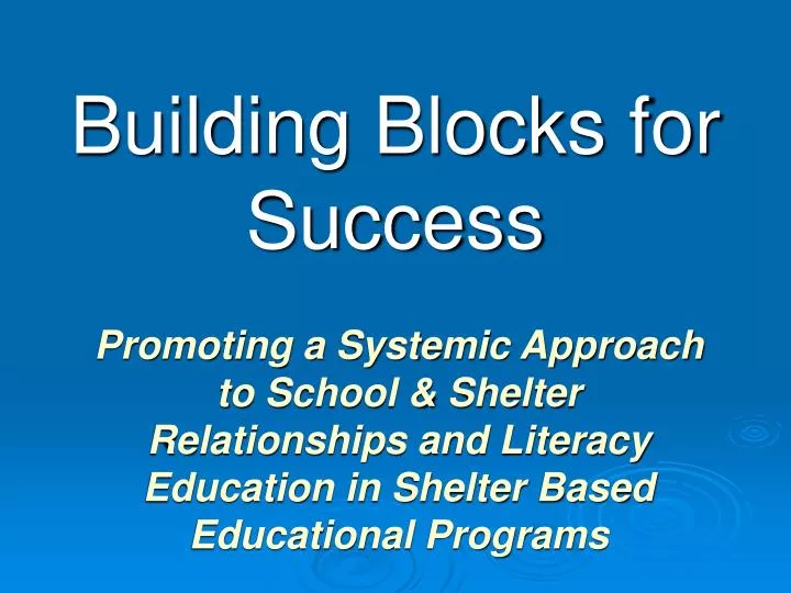 building blocks for success