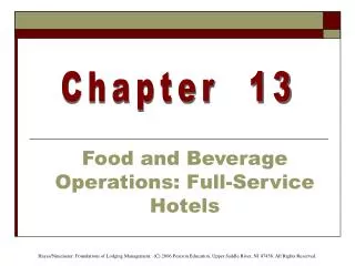 Food and Beverage Operations: Full-Service Hotels