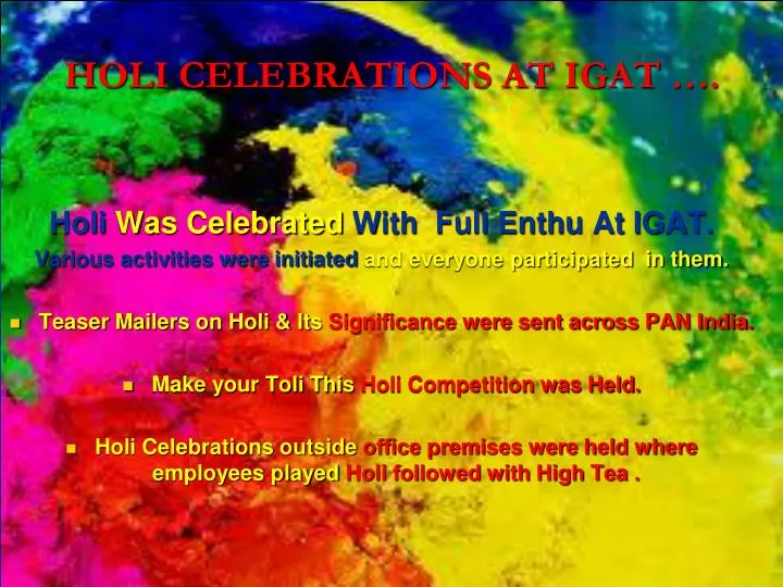 holi celebrations at igat