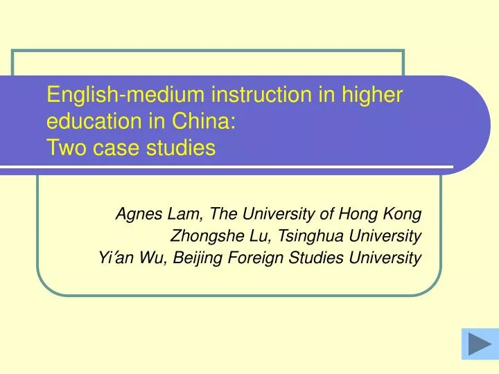 english medium instruction in higher education in china two case studies