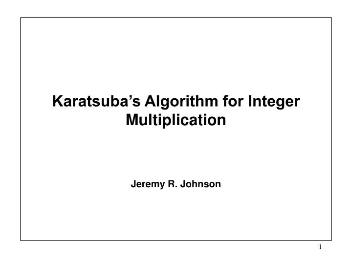 karatsuba s algorithm for integer multiplication