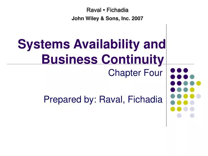 systems availability and business continuity