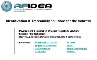 Identification &amp; Traceability Solutions for the Industry