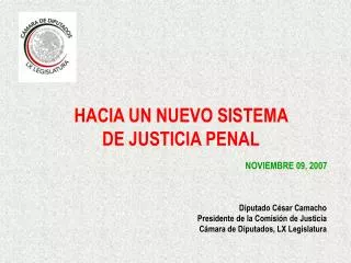 HACIA UN NUEVO SISTEMA DE JUSTICIA PENAL NOVIEMBRE 09, 2007