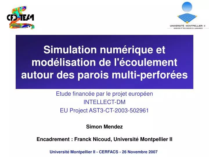 simulation num rique et mod lisation de l coulement autour des parois multi perfor es