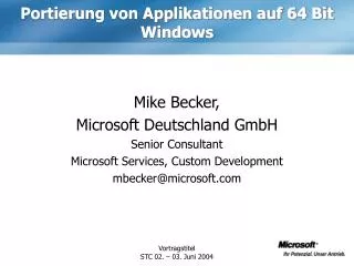 Portierung von Applikationen auf 64 Bit Windows