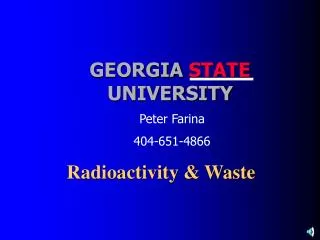 Radioactivity &amp; Waste