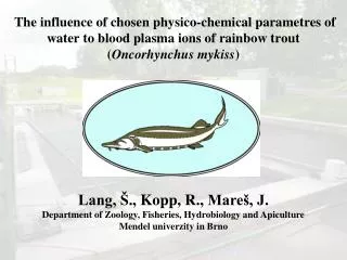 The influence of chosen physico-chemical parametres of water to blood plasma ions of rainbow trout ( Oncorhynchus mykiss