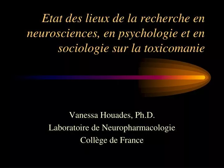 etat des lieux de la recherche en neurosciences en psychologie et en sociologie sur la toxicomanie