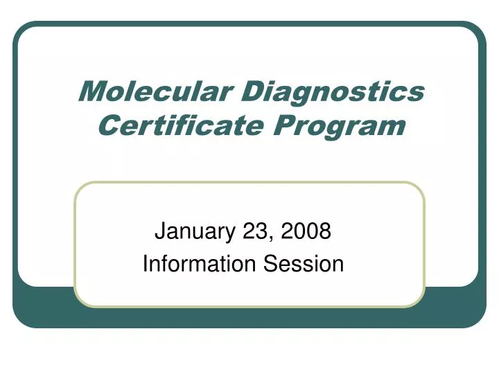 molecular diagnostics certificate program