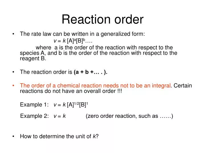 reaction order