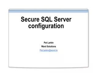 Secure SQL Server configuration