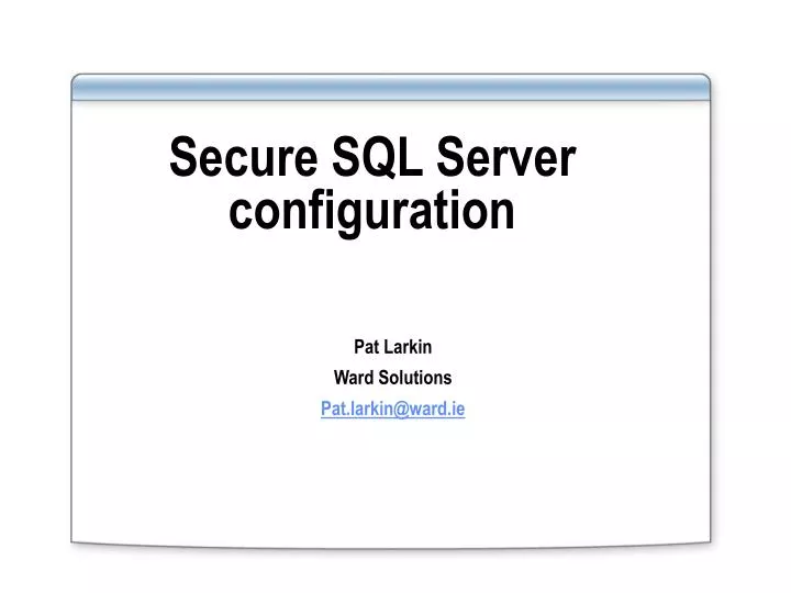 secure sql server configuration