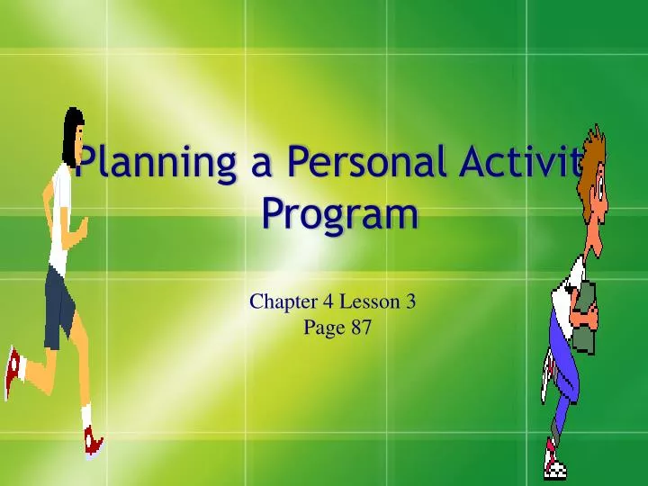 planning a personal activity program