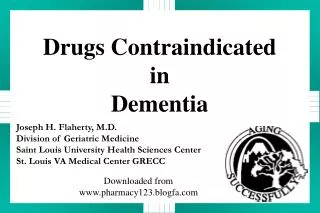 Drugs Contraindicated in Dementia