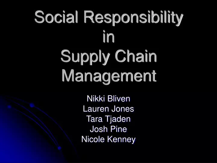 social responsibility in supply chain management