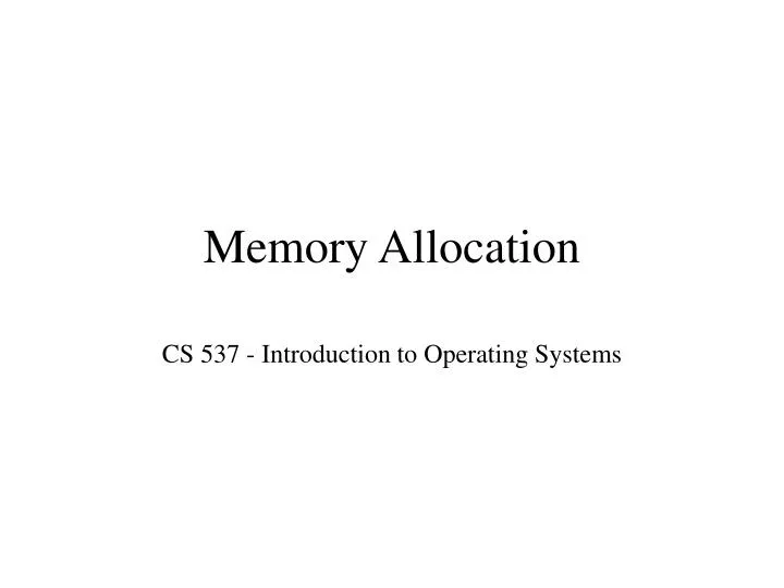 memory allocation