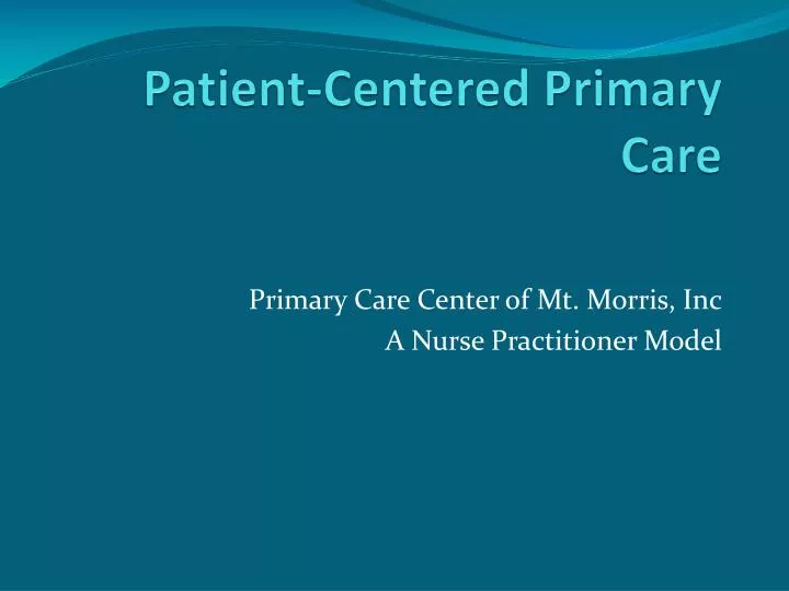 patient centered primary care