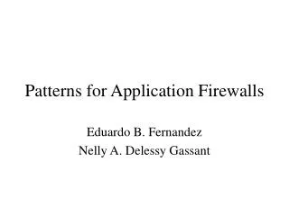 Patterns for Application Firewalls