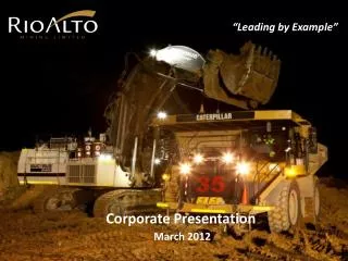 Corporate Presentation March 2012
