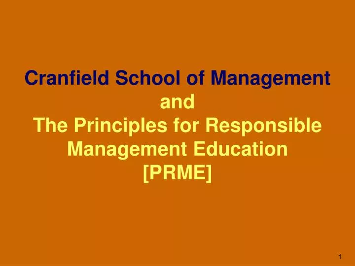 cranfield school of management and the principles for responsible management education prme