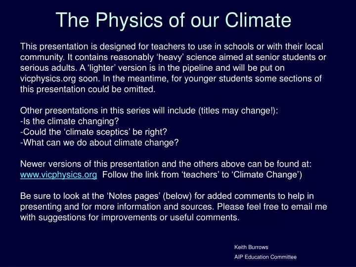 the physics of our climate