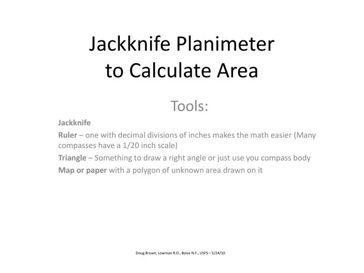 jackknife planimeter to calculate area