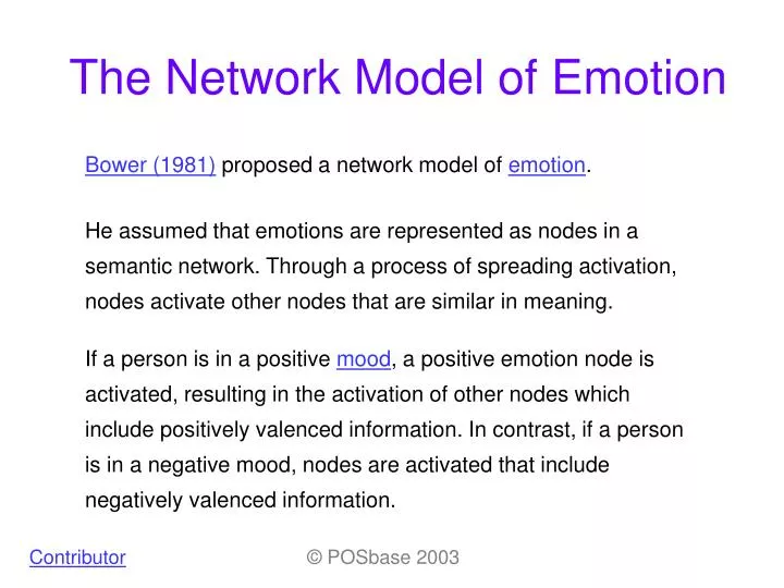 the network model of emotion