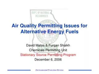Air Quality Permitting Issues for Alternative Energy Fuels