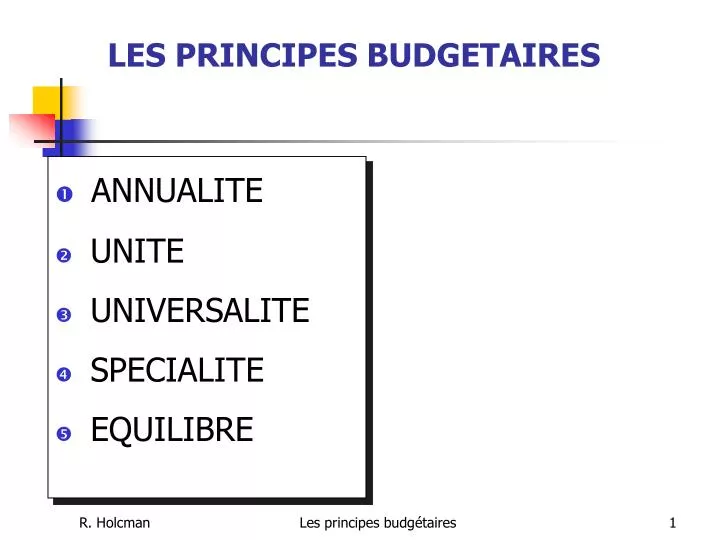 les principes budgetaires