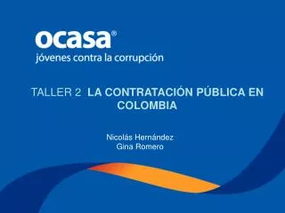 TALLER 2 LA CONTRATACIÓN PÚBLICA EN COLOMBIA