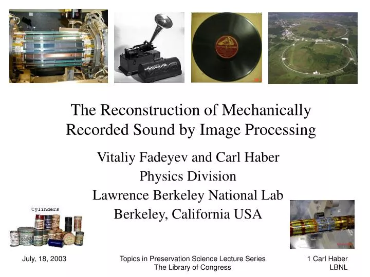 the reconstruction of mechanically recorded sound by image processing