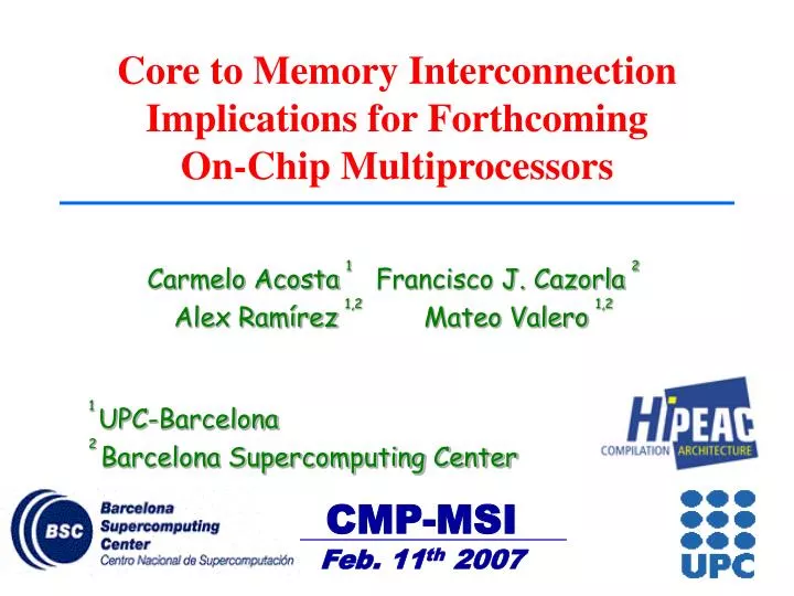 core to memory interconnection implications for forthcoming on chip multiprocessors