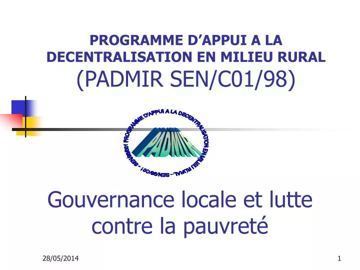 programme d appui a la decentralisation en milieu rural padmir sen c01 98