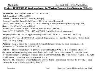 Project: IEEE P802.15 Working Group for Wireless Personal Area Networks (WPANs) Submission Title: [ Response to CFA - U