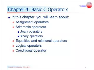 Chapter 4: Basic C Operators