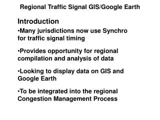 Regional Traffic Signal GIS/Google Earth