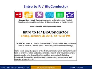 Intro to R / BioConductor