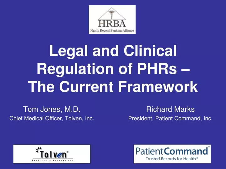 legal and clinical regulation of phrs the current framework