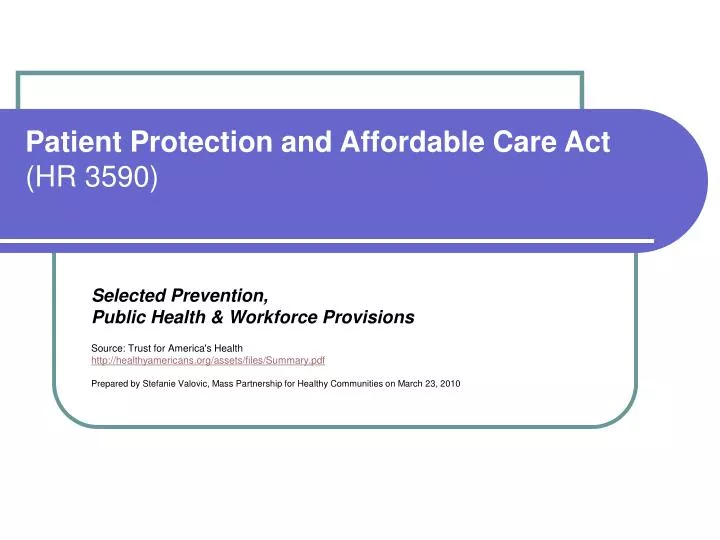 patient protection and affordable care act hr 3590