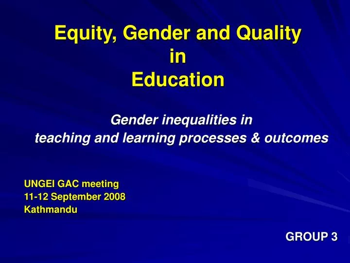 equity gender and quality in education