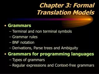 Chapter 3: Formal Translation Models