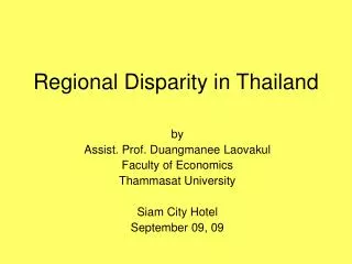Regional Disparity in Thailand