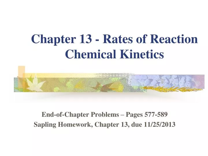 chapter 13 rates of reaction chemical kinetics