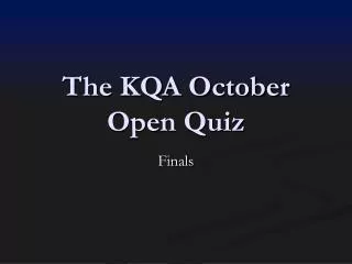 The KQA October Open Quiz