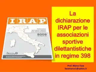 La dichiarazione IRAP per le associazioni sportive dilettantistiche in regime 398