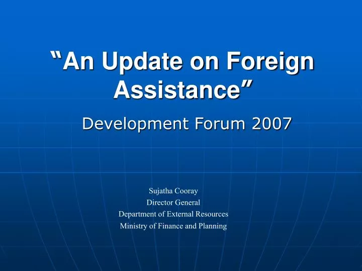 an update on foreign assistance