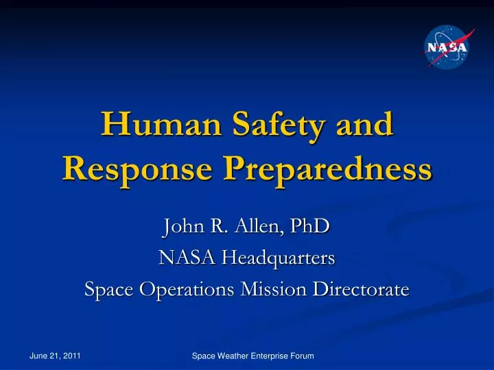 human safety and response preparedness