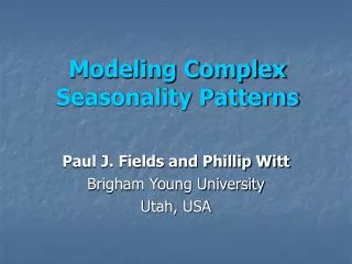 Modeling Complex Seasonality Patterns
